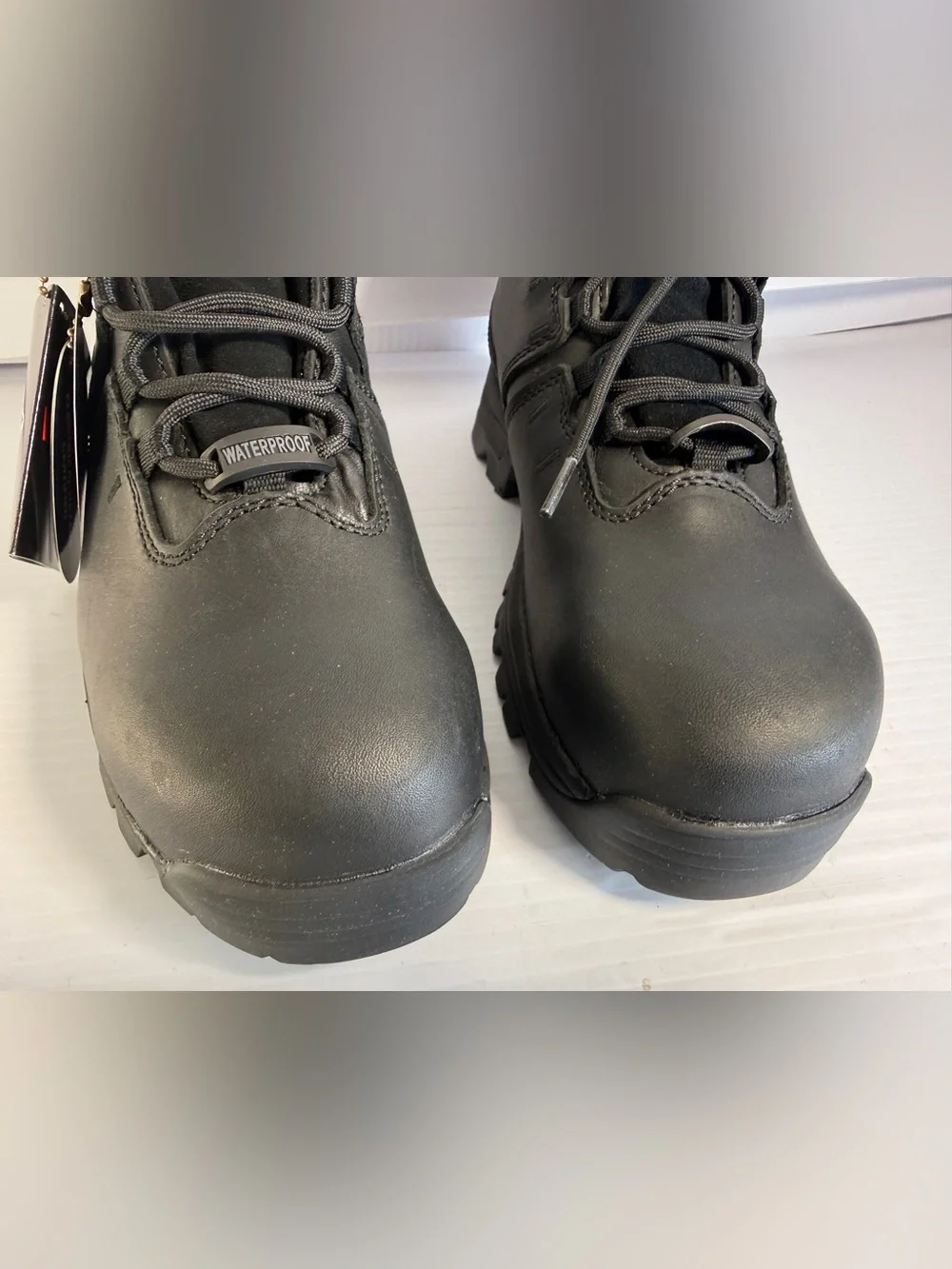 Wolverine Black Lace-Up Work Boots with Rugged Sole